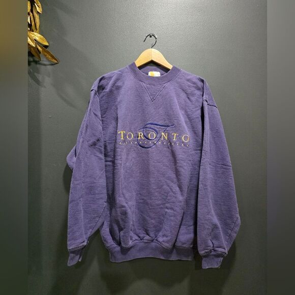 Vintage Toronto Canada Pullover Crewneck Sweatshirt Purple Oh Yes Sz M Oversized - Picture 2 of 10